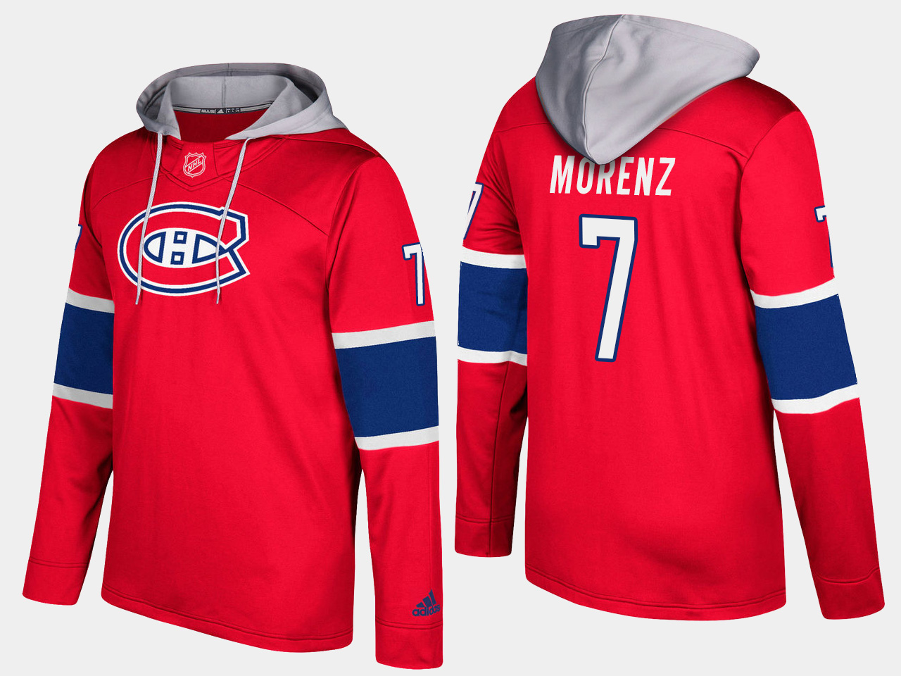Men NHL Montreal canadiens retired #7 howie morenz red hoodie->montreal canadiens->NHL Jersey